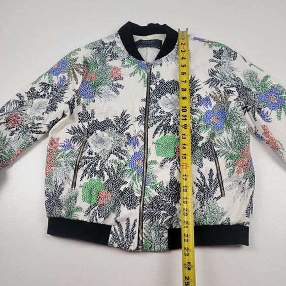 Zara Floral Bomber Jacket Full Zip Multicolor Womens sz Medium - Picture 10 of 13